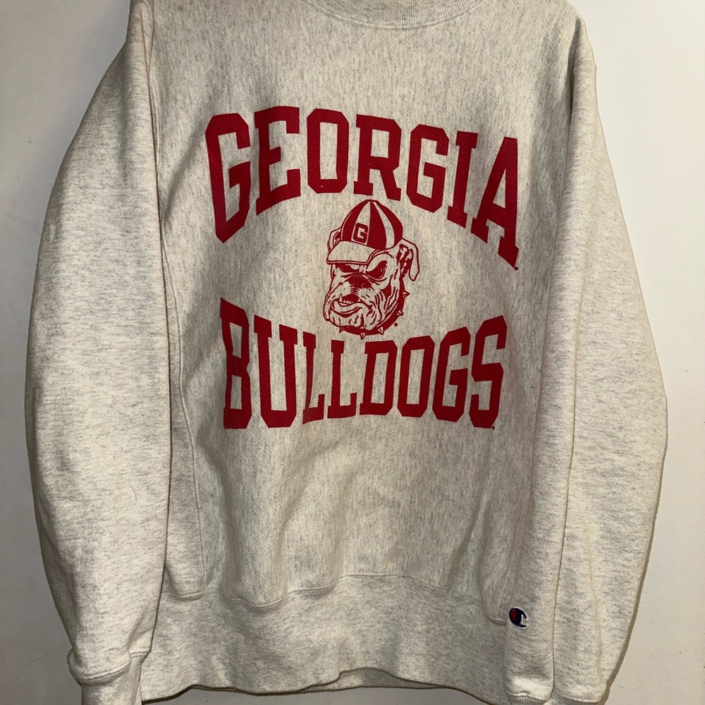 Authentic Champion Gray Georgia Bulldogs Crewneck Sweater
